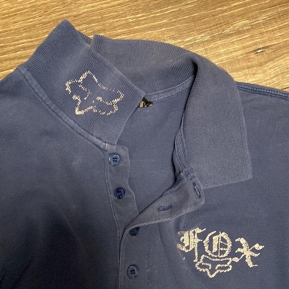 Vintage Fox Racing Short Sleeve Polo in Blue with Silver Graphics Size Medium - Picture 6 of 12